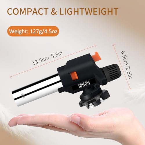 Miniatura 2 de Jdhon Soplete De Cocina, Soplete Gas Butano Recargable, Antorcha De Cocina Con Cerradura De Seguridad Y Llama Ajustable, Para Bbq, Postres, Cocinando, Cámping, Soldadura No Incluido Butano Negro-1