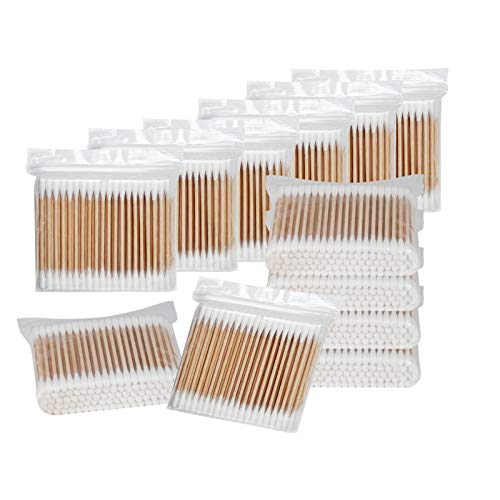 2000 Count Wooden Cotton SwabS, Round Double Bud Bamboo Stick Cotton Swabs,Plastic-Free Cleaning Cotton Swabs (100 Cotton Swabs/Pack)