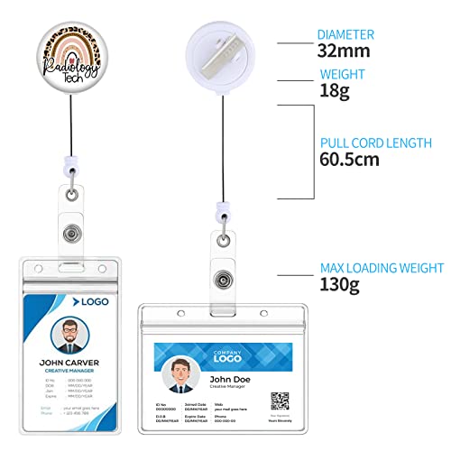 Radiology Tech Badge Reels Holder Retractable With Id Clip For Nurse Name Tag Card Rainbow Leopard Rad X-Ray Tech Nursing Doctor Radiologist Teacher Medical Work Office Alligator Clip Zjk640 #TOP2