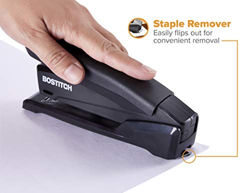 Bostitch Office Executive 3 in 1 Stapler, Includes 210 Staples and Integrated Staple Remover, One Finger Stapling, No Effort, 20 Sheet Capacity, Spring Powered Stapler, Black (INP20-BLK) - Image 3