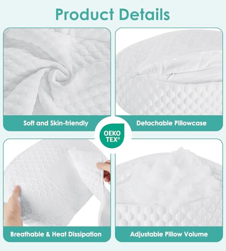 Pregnancy Pillow Cooling for Sleeping, Detachable and Adjustable Double-Sided Support Maternity Pillow Skin-Friendly for Pregnant Women Back, HIPS, Legs(30°Slope Design Verified by Expectant Mothers)