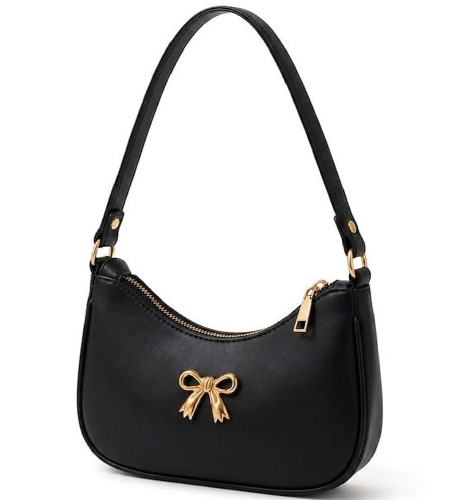 Women's Burgundy Shoulder Bag with Gold BlackCharm, Vegan Leather | Crescent Shape, Gold-Tone Hardware, Zip Closure, Compact Handbag, Casual & Chic-picture-15