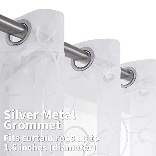 Bgment Embroidered White Semi Sheer Curtains 84 Inches Length 2 Panels Set Grommet Faux Linen Light Filtering Window Drapes For Living Room And Bedroom, 2 Panels, 52 X 84 Inch #TOP2