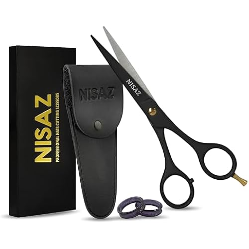 Professional 6.5” Matte Black Hair Scissors – Ultra Sharp Premium High Carbon Stainless Steel Barber Shears, Ergonomic Design Hair Cutting Scissors for Home & Salon – Gift-Boxed with Leather Pouch