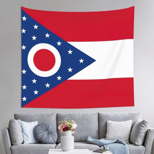 Tapiz grande de la bandera de Ohio de 152 x 130 cm para decoración artística de pared