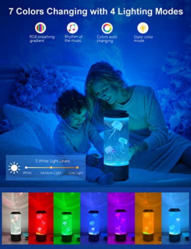 Jellyfish Lava Lamp Bluetooth Speaker, White Noise Led Jellyfish Aquarium Night Light, 7-Color Changing With 4 Light Mode, Mood Lamp For Home Office Sleep Relax, Gifts For Kids Teens Girls Boys Adults #TOP1