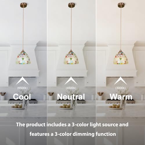 mfanchan 7-Inch Modern Single Head Pendant Light, Colored Glass Semi Flush Mount Ceiling Light Fixture, Height-Adjustable Hanging Lamp for Kitchen Island Dining Room Hallway Foyer — view 5