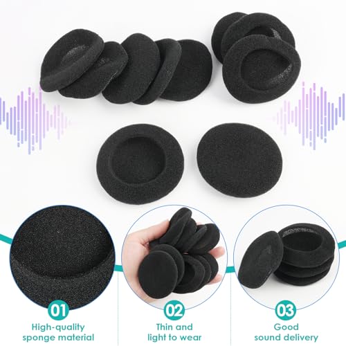 10X Mousse Coussinets Oreillettes, Coussinets en Mousse pour Écouteurs, Ø60mm Noir, Remplacement Universel, Compatibles avec Casques Logitech H390, H600, H609, H760, G330, K550, Confortables, Durables