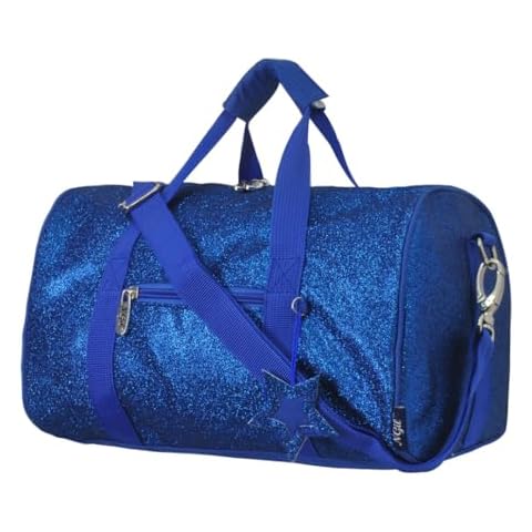 NGIL Mini Super Star Duffle Bag, Mini Dance Bag & Mini Travel Bag for Sports, Gymnastics and Ballet with Adjustable Strap, Zippers, Pockets (Glitter-Royal Blue) Cover