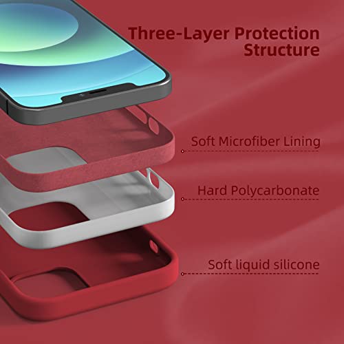 Coque iPhone 12 silicone liquide antichoc évite les rayures et chutes rouge - 5