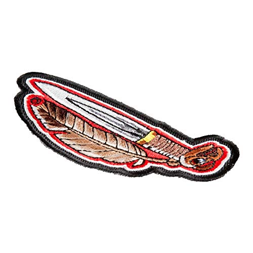 Patchstop Hunting Knife Feather Iron On Patches For Clothing Jeans - 1.75X3.5In Small Diy Sew On Patch For Jackets Bags - Embroidered Native American Indian Decorative Patches #TOP1