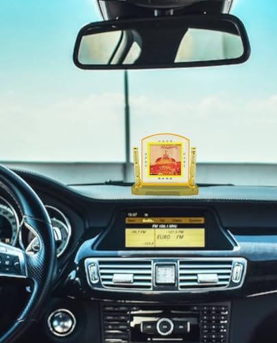 BEXCO Brand Ajmer Sharif Islamic photo frame in acrylic with metal pillars Muslim showpiece car dash board. Self Standing figurine for home decor, tabletop size 3.5 X 3.5 X 1 inches (Ajmer Sharif)