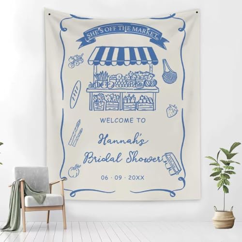 CUTHOR Hand Drawn Fresh Off the Market Bridal Shower Tapestry