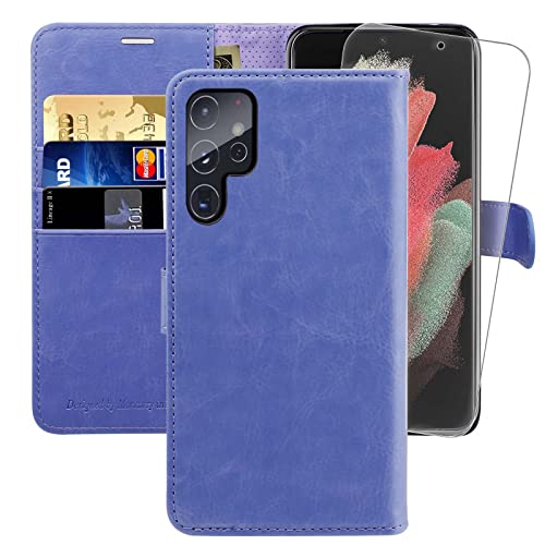 MONASAY Wallet Case for Samsung S22 Ultra with 3 Card Holders - Light Purple