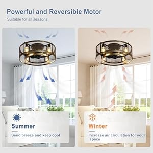 Farmhouse Ceiling Fan with Lights, 20 Inch Flush Mount Bladeless Rustic Ceiling Fans with Remote Control for Low Ceilings Vintage Living Room Bedroom, Bronze, E26 Bulbs Not Included Farmhouse Ceiling Fan with Lights 20 Inch Flush Mount Bladeless Rustic Ceiling Fans with Remote Control for Low Ceilings Vintage Living Room Bedroom Bronze E26 Bulbs Not Included