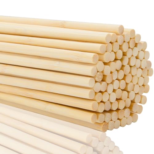 Mbsomnus 80 bastoncini in legno, per fai da te, bastoncini di legno, tronchi rotondi, bastoncini rotondi in legno per educazione dei bambini, regali fatti a mano, decorazioni e fai da te (30cm x 6mm)