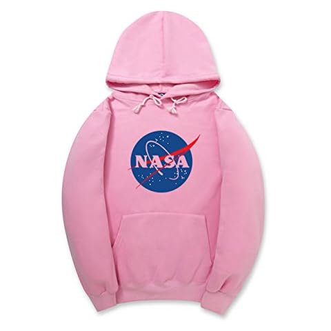 CORIRESHA Fashion NASA Logo Print Hoodie with Kangaroo Pocket Pink Cover