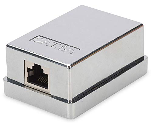 DIGITUS Anschlussdose Cat-6A - 1 Port RJ45 - Aufputz-Gehäuse - Netzwerk-Dose - LSA Schneidklemme - Geschirmt - Silber