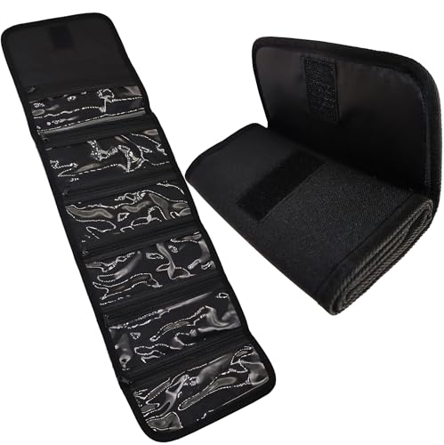 Kayouhua Money Wallet Organizer for Cash, Money Bag with 6 Zippered Pockets, Money Pouch, Bill Organizer for Travel, Coupons and Tips Storing Receipt