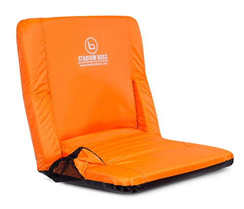 Stadium Boss Recliner Stadium Seat For Bleachers, Benches, Lawns, Backyard, Camping & Beach – Padded Sport Chair, Cushion Backs & Armrest – 6 Reclining Positions – Portable Carry Straps – Orange #TOP7