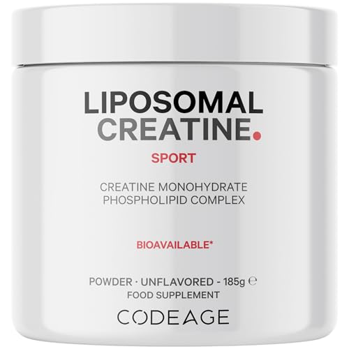 Codeage Liposomal Creatine Monohydrate Powder – 3000mg per Serving, Unflavoured, 60 Servings – Pre & Post Workout Supplement – 2-Month Supply