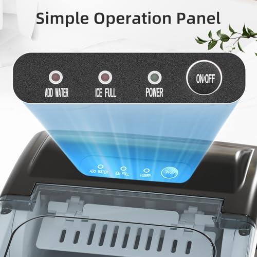 Antarctic Star Ice Maker Countertop, Portable Ice Machine with Carry Handle, 26Lbs Per Day, 9 Cubes Ready in 6 Mins, Self-Cleaning Ice Makers with Ice Scoop and Basket for Kitchen/Office/Party (Black)