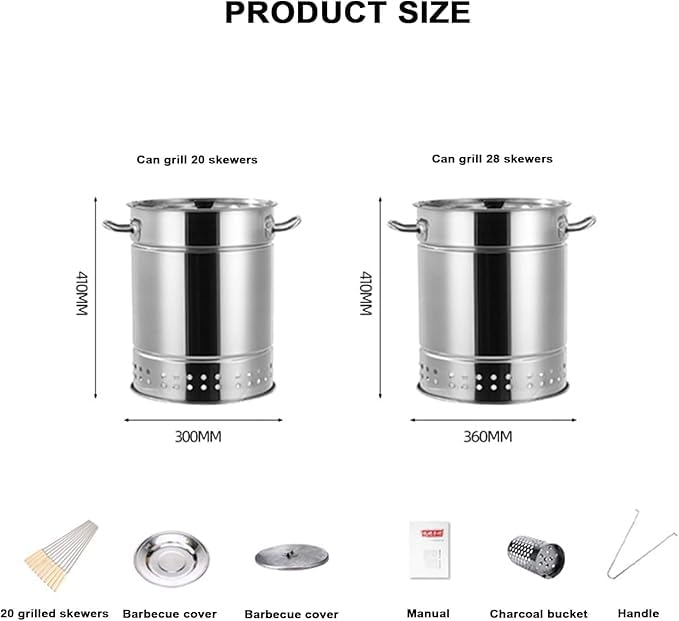 Griglia a carbone portatile senza fumo e affumicatore verticale per barbecue, barile in acciaio inox con torrefazione rotante per cucinare all'aperto