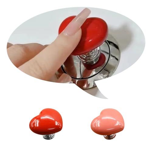 KyeeaDIY Love Heart Shaped Toilet Tank Button, 4Pcs Toilet Push Button Flush Replacement, Toilet Tank Button Aid Toilet Press Button Portable Accessory Handle Toilet Press Tool for Home (2pcs)