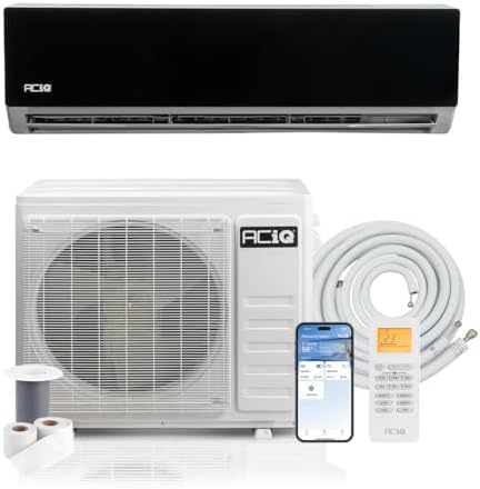 ACiQ 19 SEER2 Essentials 36000 BTU Comfortable Inverter Mini Split AC/Heating System, 3 Ton Black Wall Mount Ductless Heat Pump AC Unit, with 16ft Installation Kit | WiFi Control, 208/230V, R454B