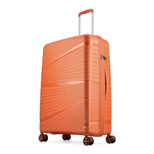 Image of Skybags Polypropylene Skylite Check-in Trolley Bag, 77cm | Large Hard-Sided Luggage for Travel with Smooth 8-Spinner Wheel & TSA Lock | 5-Year International Warranty - Orange