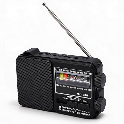 Radio portátil Bluetooth AM FM SW recargable USB con linterna