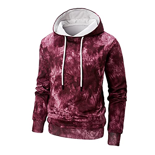 AFILOK Men's Tie-Dye Pullover hoodies Sweatshirt Super Soft Comfy Tops color block hoodie Hooded WIth Pocket