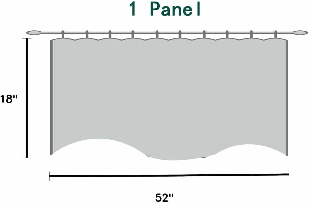 2 Piece Blackout Scalloped Kitchen Rod Pocket Window Curtains for Living Room Bedroom, 52x18 Inch Soft Grey Farmhouse Valances