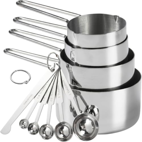 YILIHCIA 10-Piece Stainless Steel Measuring Cups and Spoons Set