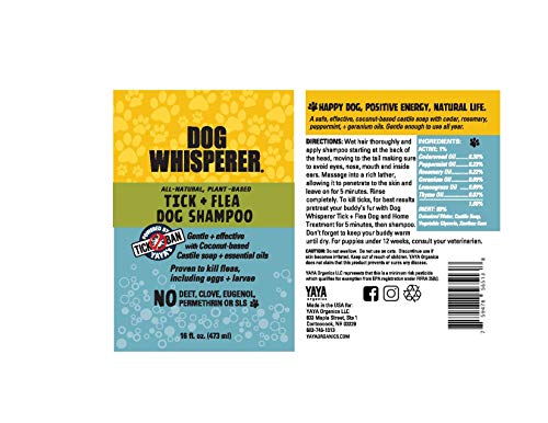 Dog Whisperer Flea Buster Dog Shampoo, Proven Effective, Made with Coconut-Based Castile Soap and Es