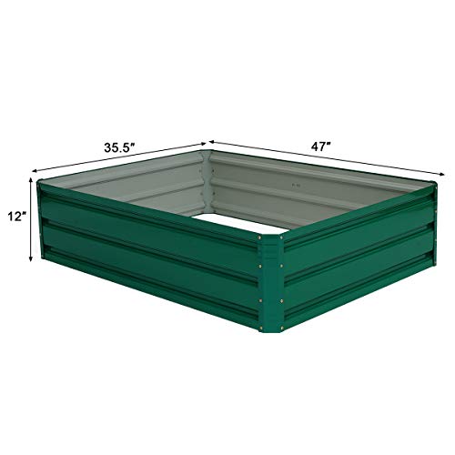 Giantex Patio Raised Garden Bed Vegetable Flower Planter Metal Plant Box Dark Green (47" Lx 35.5" Wx 12.0" H) #TOP3