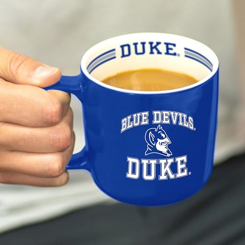 Image of Logo Brands NCAA Duke Blue Devils 15 oz Stripe Coffee Mug - Vintage Team Logo, Inside Print & Stripes, Microwave & Dishwasher Safe- Great Gift For Fans & Alumni