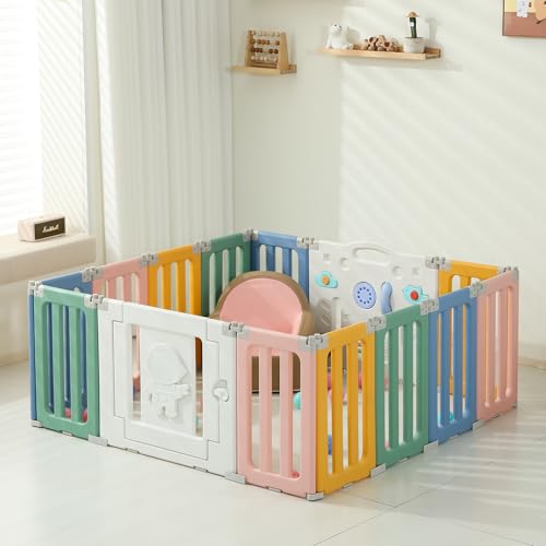 Colorful 18-Panel Baby Playpen Foldable & Adjustable