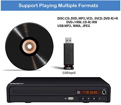 WISCENT Compact DVD Player for TV, Multi-Region Free, with HDMI/RCA/USB/MIC,Full HD Picture Quality,Anti-Skip,CD/DVD Player for Smart TV(not Blu-ray Player) by WISCENT - Image 2