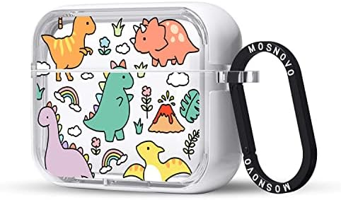 MOSNOVO for Airpods Pro & Airpods Pro 2 Case, Protective Clear Case with Shockproof Dual Layer Hard Luxe Metal Ring Designed for Airpods Pro 2 Generation - Dinosaur Land