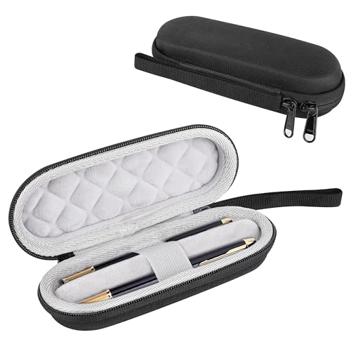 ReignSword 2 Slots Fountain Pen Case, Oxford Zipper Pen Box Pouch, Storage Organizer for Office Supplies, Gift for Man Woman (Black)