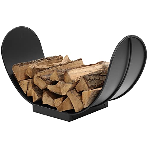 Sunnydaze Curved Firewood Rack - Indoor Or Outdoor Fireplace Or Fire Pit Wood Storage Holder - Durable Steel Construction With Powder-Coated Black Finish - 3-Foot #TOP22