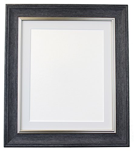 Scandi Vintage Charcoal Grey Picture Photo Frame With Light Grey Mount 16 x 12 Image Size 12 x 8 Inch