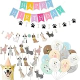 Hundegeburtstag Deko Set 27-teilig Hundeparty Zubehör mit Banner Luftballons Kuchen Topper für Kinder Hunde Party Hundemotto Geburtstag Partydekoration Mehrfarbig für Haustierfest Zuhause