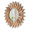 LOSOUR Wall Decor 12 inch Rustic Round Wood Mirror Decorative Boho Sunburst Mirror Boho Home Decor Farmhouse Wall Decor for Bedroom Living Room Entryway