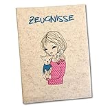 Hecho a mano en Alemania Goldi-Design Carpeta para certificados con fieltro de lana – niña con perro – 100% fieltro de lana – sin nombre