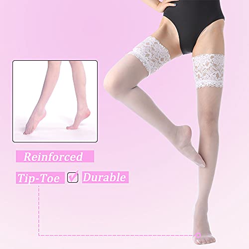 Image of G&Y Thigh High Stockings with Silicone - 15D Sheer Lace Top Nylon Stay Up Pantyhose for Women