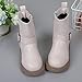 Girls Ankle Boots Waterproof High Top Thick Leather Side Zipper Boot Fashion Thick Soft Flat Outdoor Rain Shoe