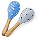PREMYO Sonajeros Bebé Maracas - Juguete de Madera Infantiles - Instrumentos Musicales para Niños - Estrellas Gris Azul