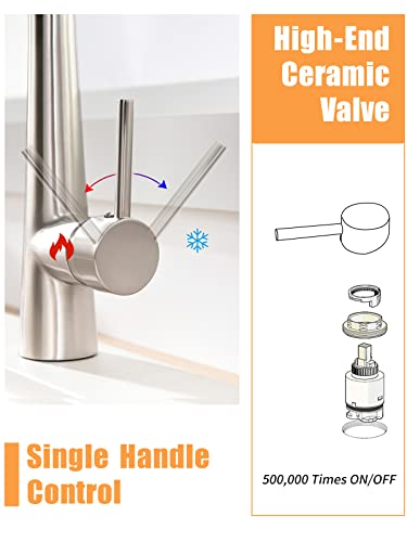 Kitchen Faucet With Pull Down Sprayer - Aimadi Commercial Stainless Steel Kitchen Sink Faucets With Sprayer,Brushed Nickel #TOP4